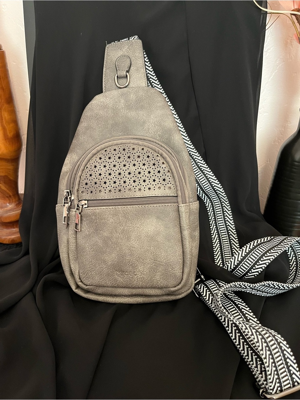 Gray Perforated Sling Bag - Unbranded
